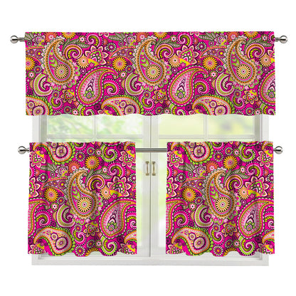 Retro Paisley Pattern Print 3 Piece Kitchen Curtains