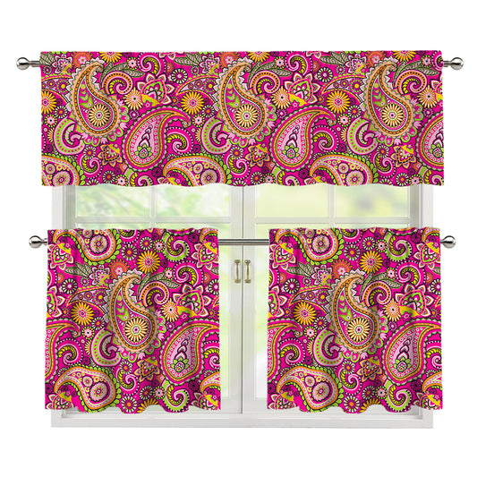 Retro Paisley Pattern Print 3 Piece Kitchen Curtains