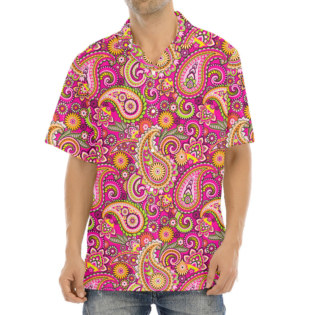 Retro Paisley Pattern Print Aloha Shirt