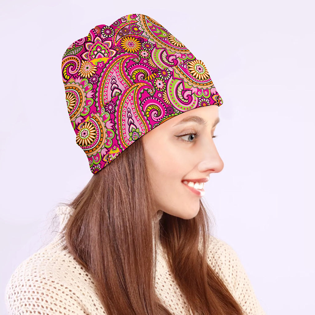 Retro Paisley Pattern Print Beanie