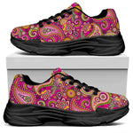 Retro Paisley Pattern Print Black Chunky Shoes