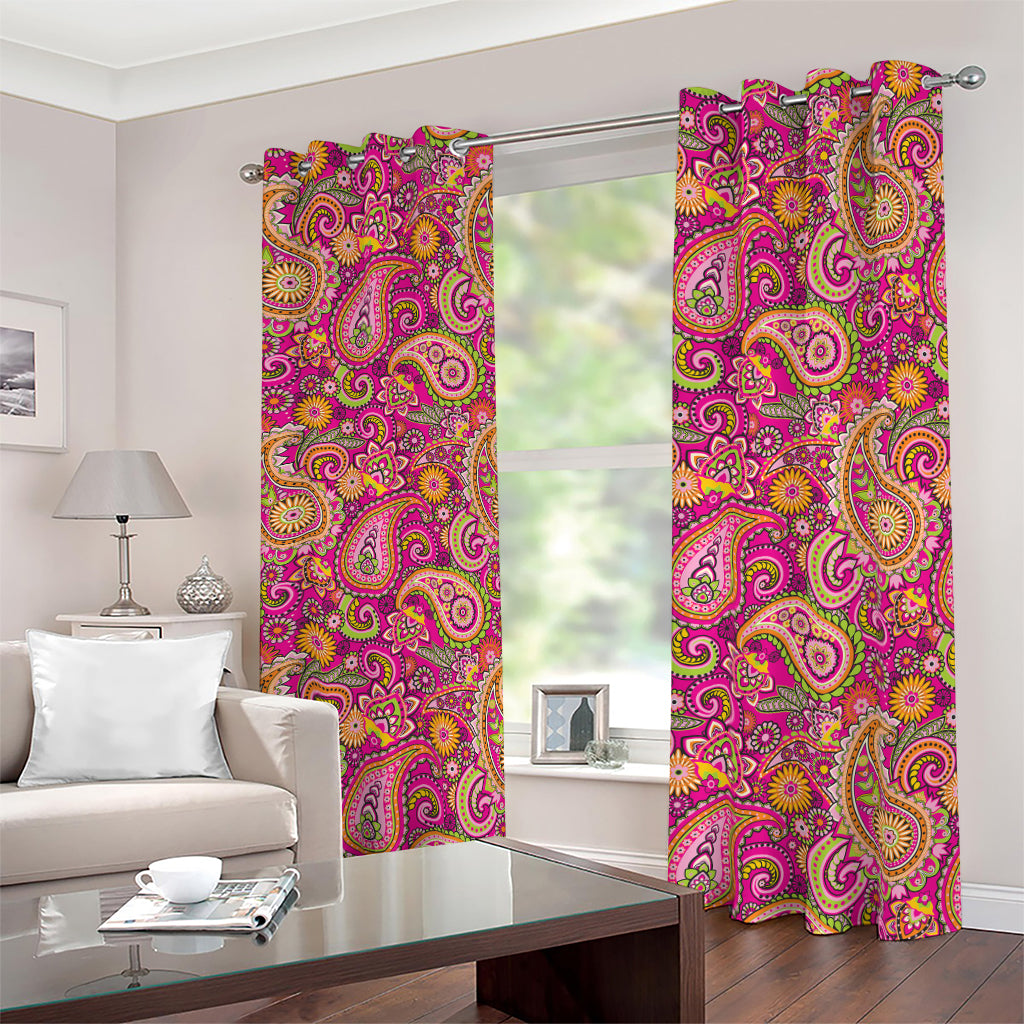 Retro Paisley Pattern Print Blackout Grommet Curtains