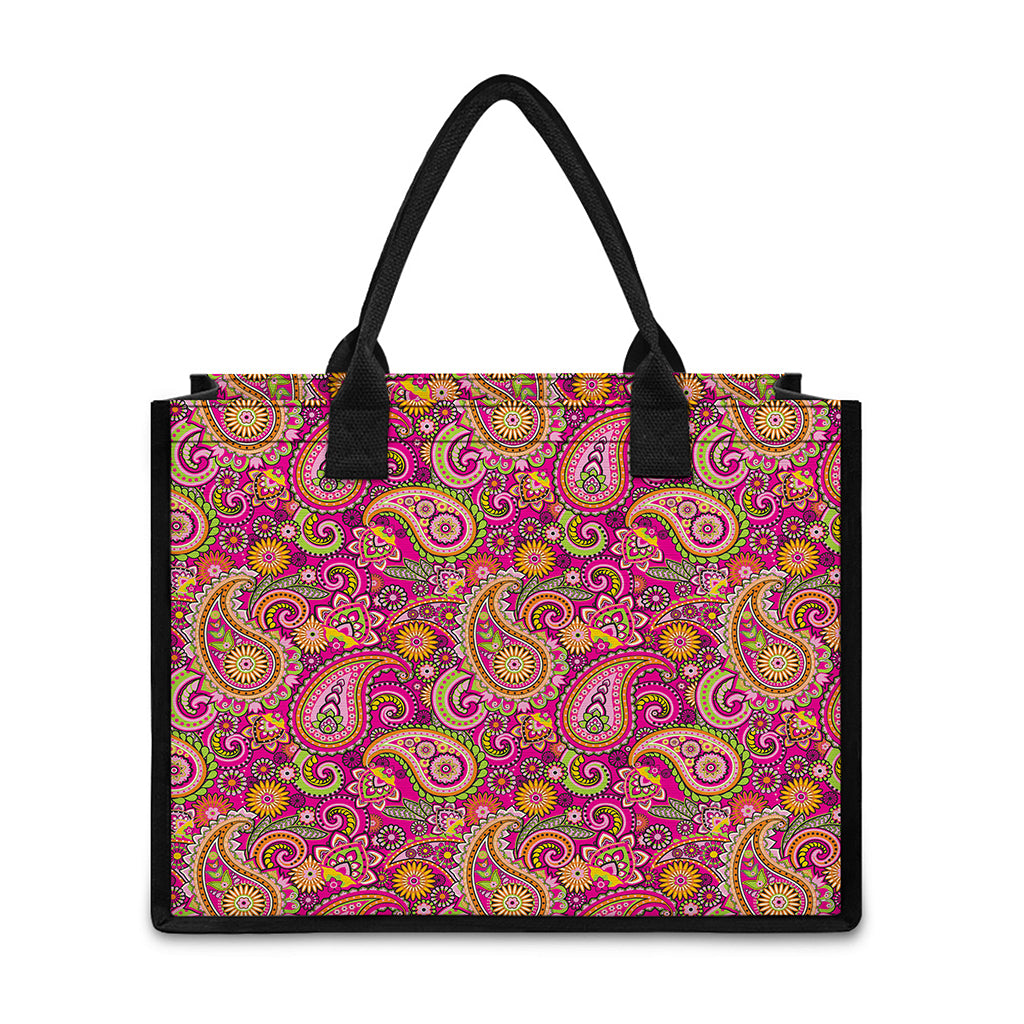 Retro Paisley Pattern Print Canvas Tote Bag