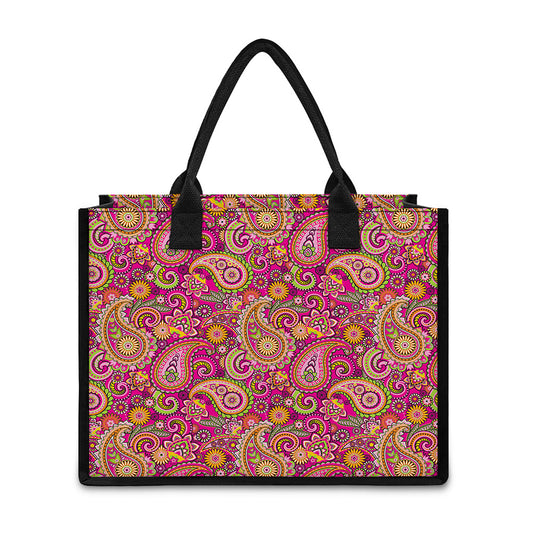 Retro Paisley Pattern Print Canvas Tote Bag