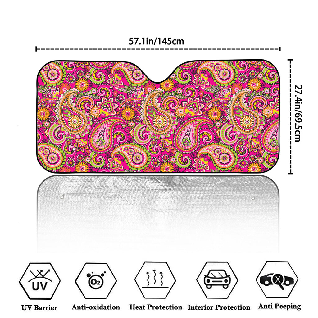 Retro Paisley Pattern Print Car Windshield Sun Shade