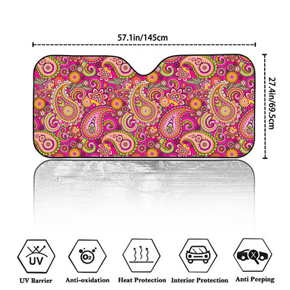 Retro Paisley Pattern Print Car Windshield Sun Shade