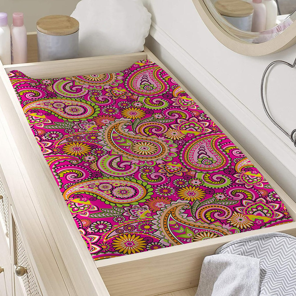 Retro Paisley Pattern Print Changing Pad Cover