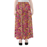 Retro Paisley Pattern Print Chiffon Maxi Skirt
