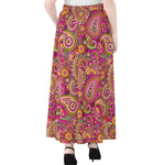 Retro Paisley Pattern Print Chiffon Maxi Skirt