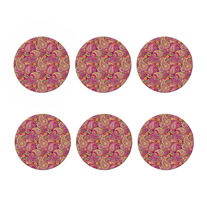 Retro Paisley Pattern Print Coaster Set