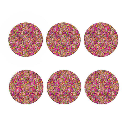 Retro Paisley Pattern Print Coaster Set