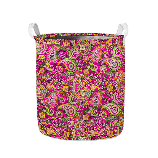 Retro Paisley Pattern Print Collapsible Laundry Basket
