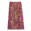 Retro Paisley Pattern Print Cotton Front Slit Maxi Skirt