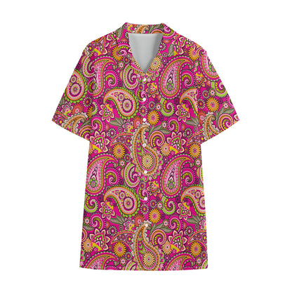 Retro Paisley Pattern Print Cotton Hawaiian Shirt
