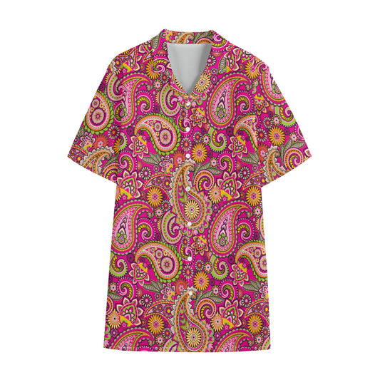 Retro Paisley Pattern Print Cotton Hawaiian Shirt