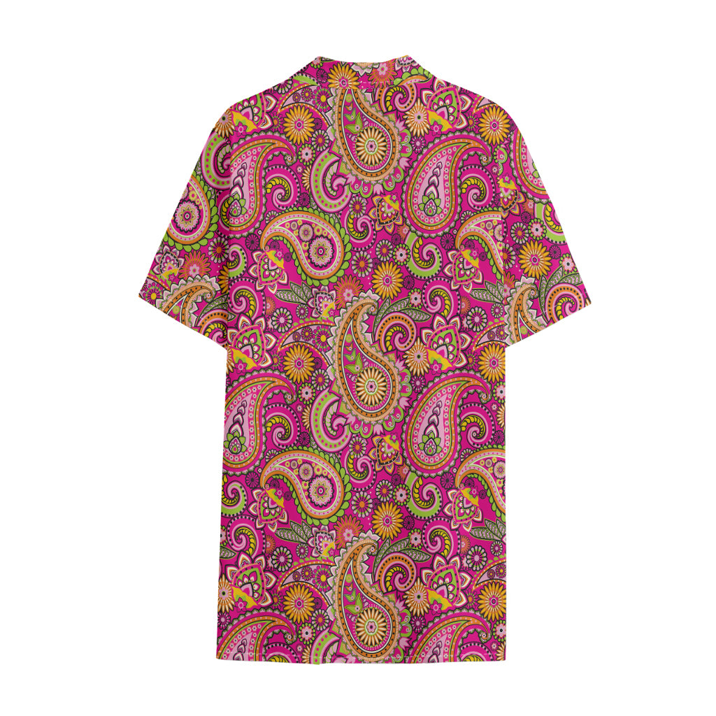 Retro Paisley Pattern Print Cotton Hawaiian Shirt