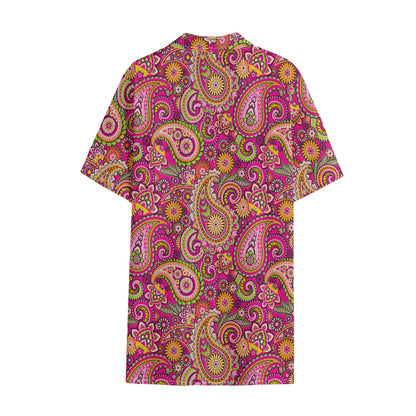 Retro Paisley Pattern Print Cotton Hawaiian Shirt