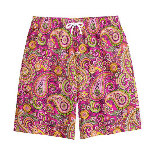 Retro Paisley Pattern Print Cotton Shorts