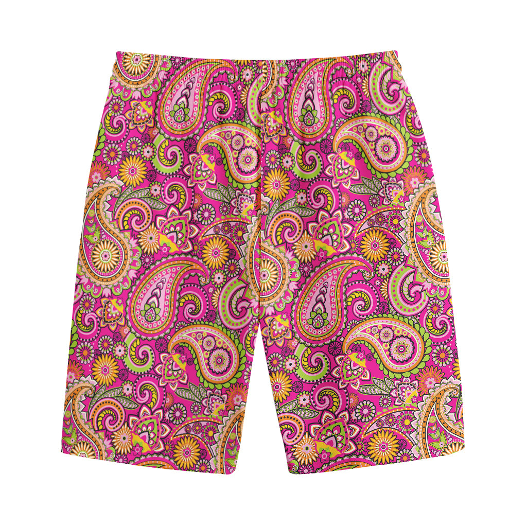 Retro Paisley Pattern Print Cotton Shorts