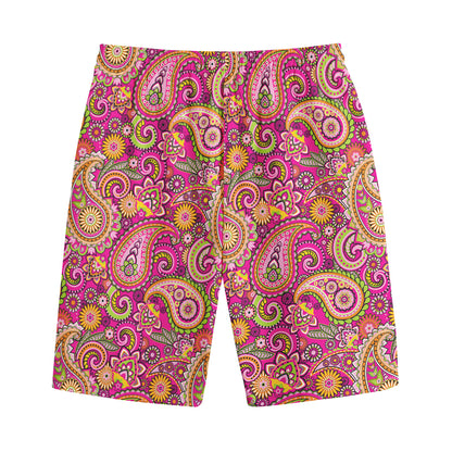 Retro Paisley Pattern Print Cotton Shorts