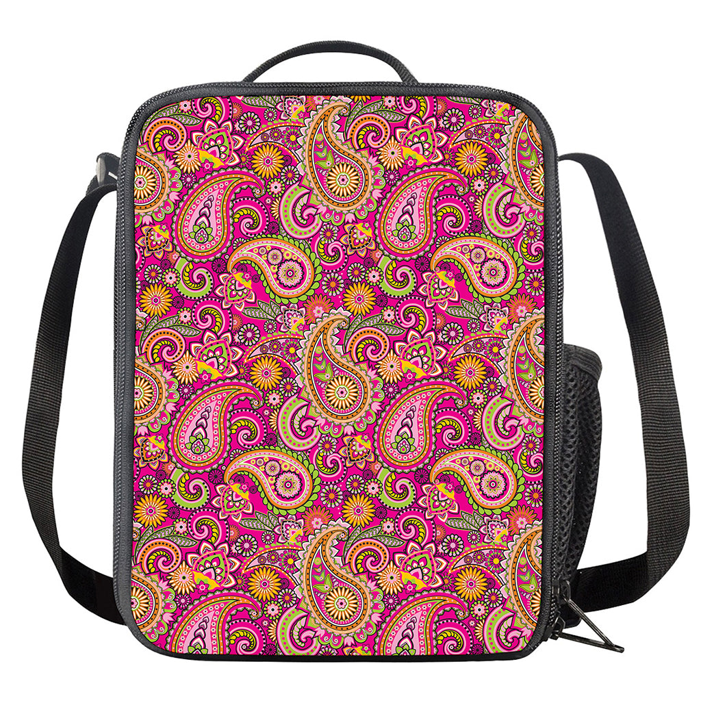Retro Paisley Pattern Print Crossbody Lunch Bag