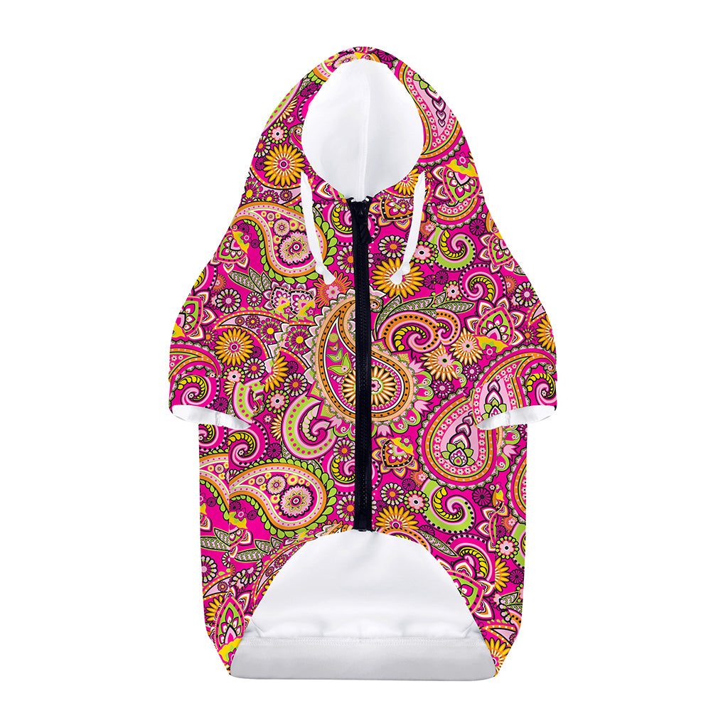 Retro Paisley Pattern Print Dog Zip Up Hoodie