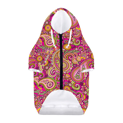 Retro Paisley Pattern Print Dog Zip Up Hoodie