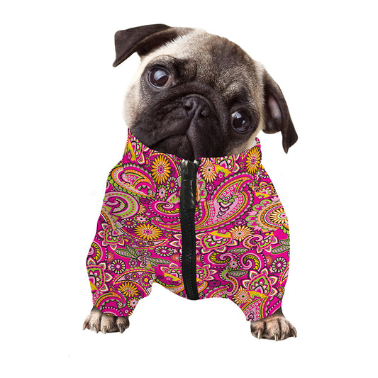 Retro Paisley Pattern Print Dog Zip Up Jacket