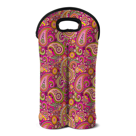 Retro Paisley Pattern Print Double Neoprene Wine Tote