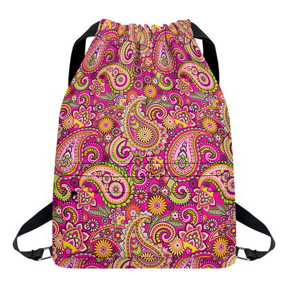 Retro Paisley Pattern Print Drawstring Backpack