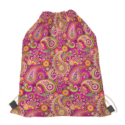 Retro Paisley Pattern Print Drawstring Bag