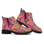 Retro Paisley Pattern Print Flat Ankle Boots