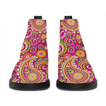 Retro Paisley Pattern Print Flat Ankle Boots