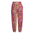 Retro Paisley Pattern Print Fleece Lined Knit Pants