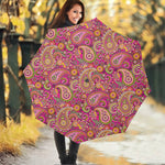 Retro Paisley Pattern Print Foldable Umbrella