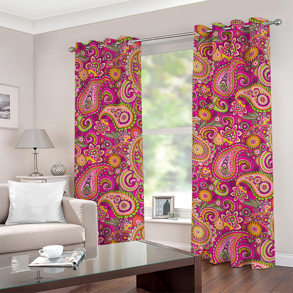 Retro Paisley Pattern Print Grommet Curtains