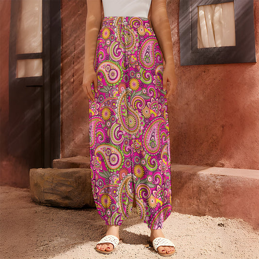 Retro Paisley Pattern Print Harem Pants