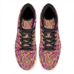 Retro Paisley Pattern Print High Top Leather Sneakers