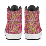 Retro Paisley Pattern Print High Top Leather Sneakers
