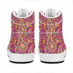 Retro Paisley Pattern Print High Top Leather Sneakers