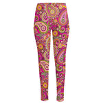 Retro Paisley Pattern Print High-Waisted Pocket Leggings