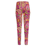 Retro Paisley Pattern Print High-Waisted Pocket Leggings