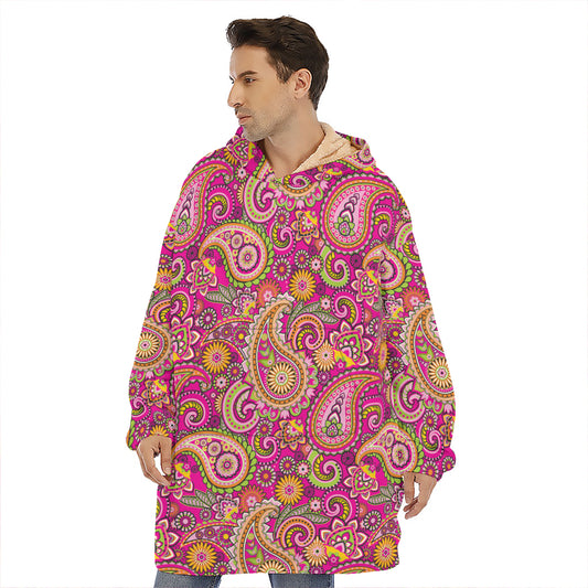 Retro Paisley Pattern Print Hoodie Blanket