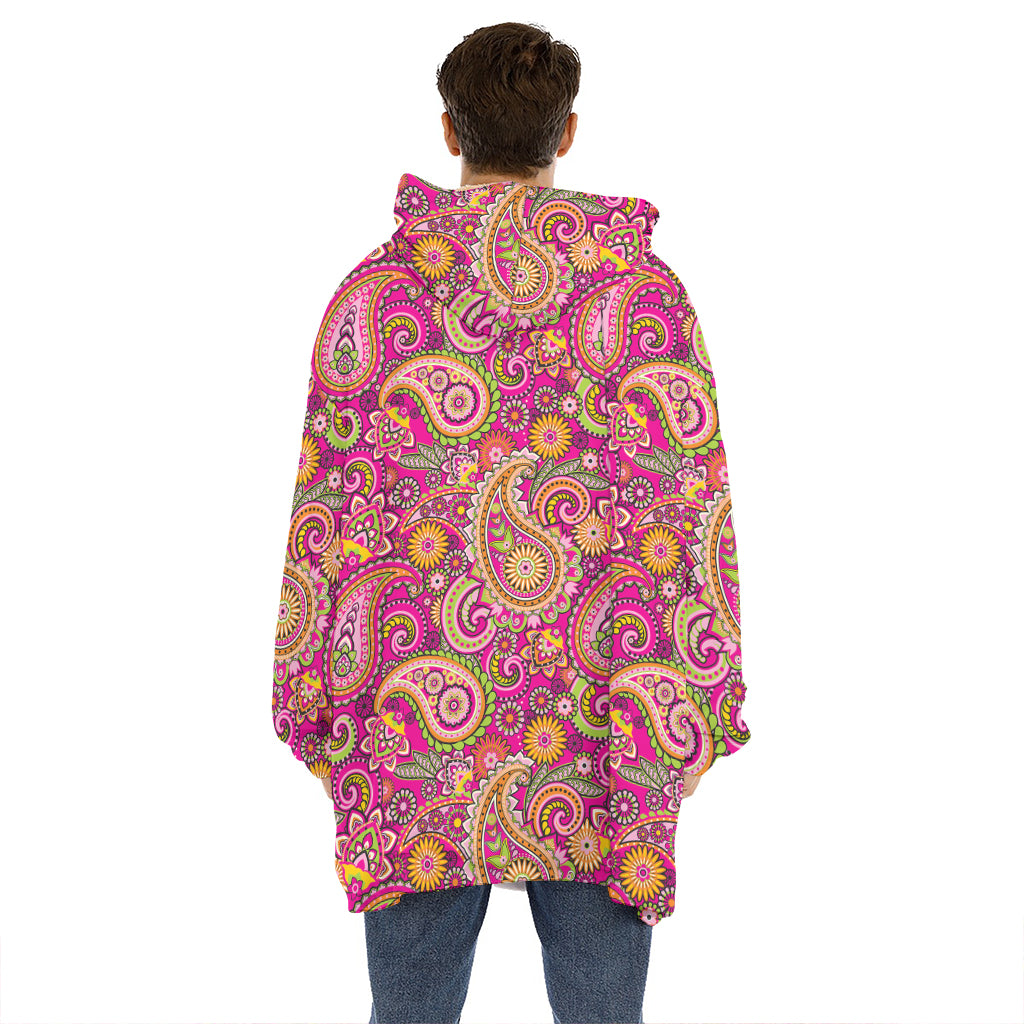 Retro Paisley Pattern Print Hoodie Blanket