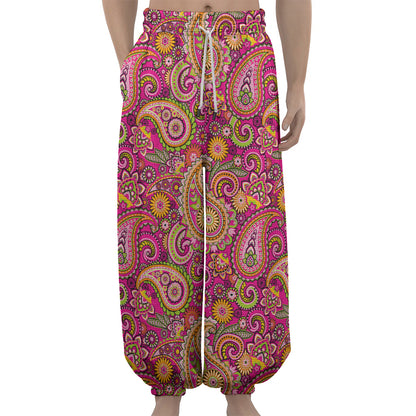 Retro Paisley Pattern Print Lantern Pants