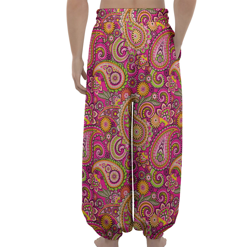 Retro Paisley Pattern Print Lantern Pants