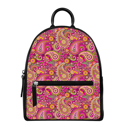 Retro Paisley Pattern Print Leather Backpack
