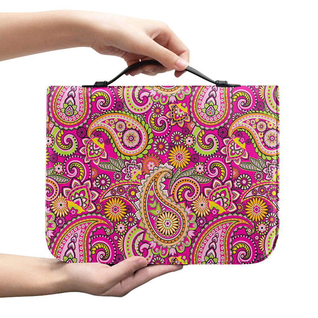 Retro Paisley Pattern Print Leather Bible Cover