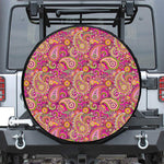 Retro Paisley Pattern Print Leather Spare Tire Cover