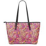 Retro Paisley Pattern Print Leather Tote Bag